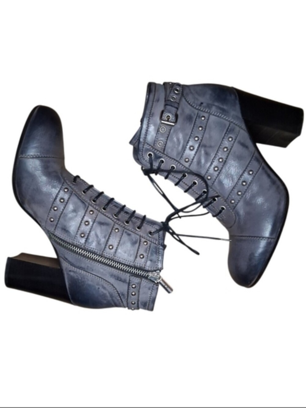 Vintage Italin Distressed Leather Zip Up Booties/Womens Size 7.5
